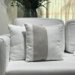 Almofada linho bege e branco