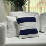 Almofada linho azul e branco