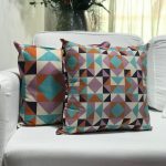 Almofada algodão geométrico lavanda e tiffany P