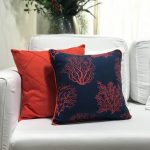 Almofada algodão estampa marinha azul e coral