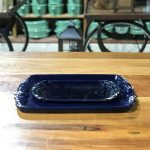 BANDEJA RETANGULAR COM FRUTAS CERÂMICA AZUL