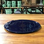 BANDEJA REDONDA COM FRUTAS CERÂMICA AZUL