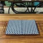 Bandeja baixa cobre e azulejo corrente azul