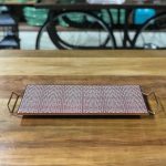 Bandeja baixa cobre e azulejo leque vermelho