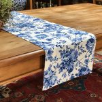 Caminho de mesa algodão floral e branco G