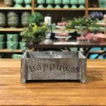 Cachepot retangular alça madeira