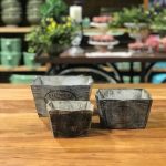 Cachepot quadrado madeira