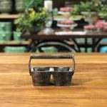 Cachepot retangular 2 divisórias madeira