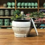 Cachepot redondo madeira branco