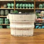 Cachepot oval alto madeira branco