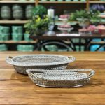 Cesta oval rasa com alça ratan claro