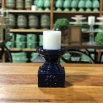 Castiçal cerâmica azul