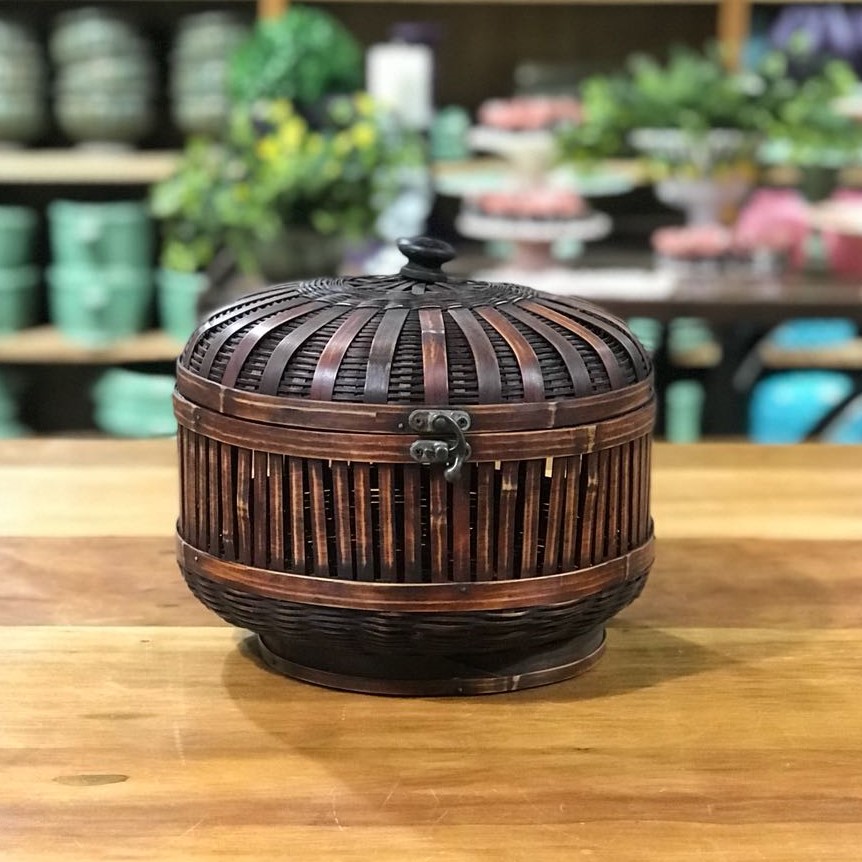 Caixa oval bambu