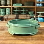 Floreira lisa verde ceramica