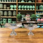 Fruteira quadrada frisos com pé