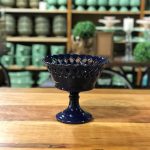 Fruteira borda rendada azul ceramica