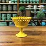 Fruteira com borda rendada cerâmica amarela