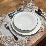 Jogo americano retangular linho e renda