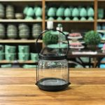 Lanterna bojuda com alça vidro e ferro