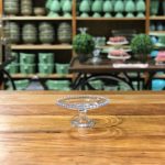 Prato vidro de bolinha com pé P