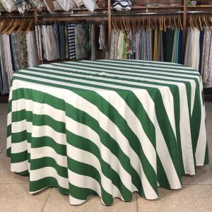Toalha de mesa jacquard listrado verde e branco