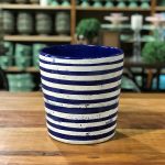 Vaso reto espiral azul e branco