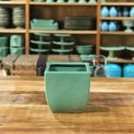 Vaso quadrado cerâmica verde