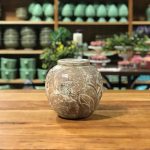 Vaso madeira entalhado bojudo