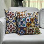 Almofada algodão azulejo cores