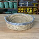 Cesta oval palha e aluminio