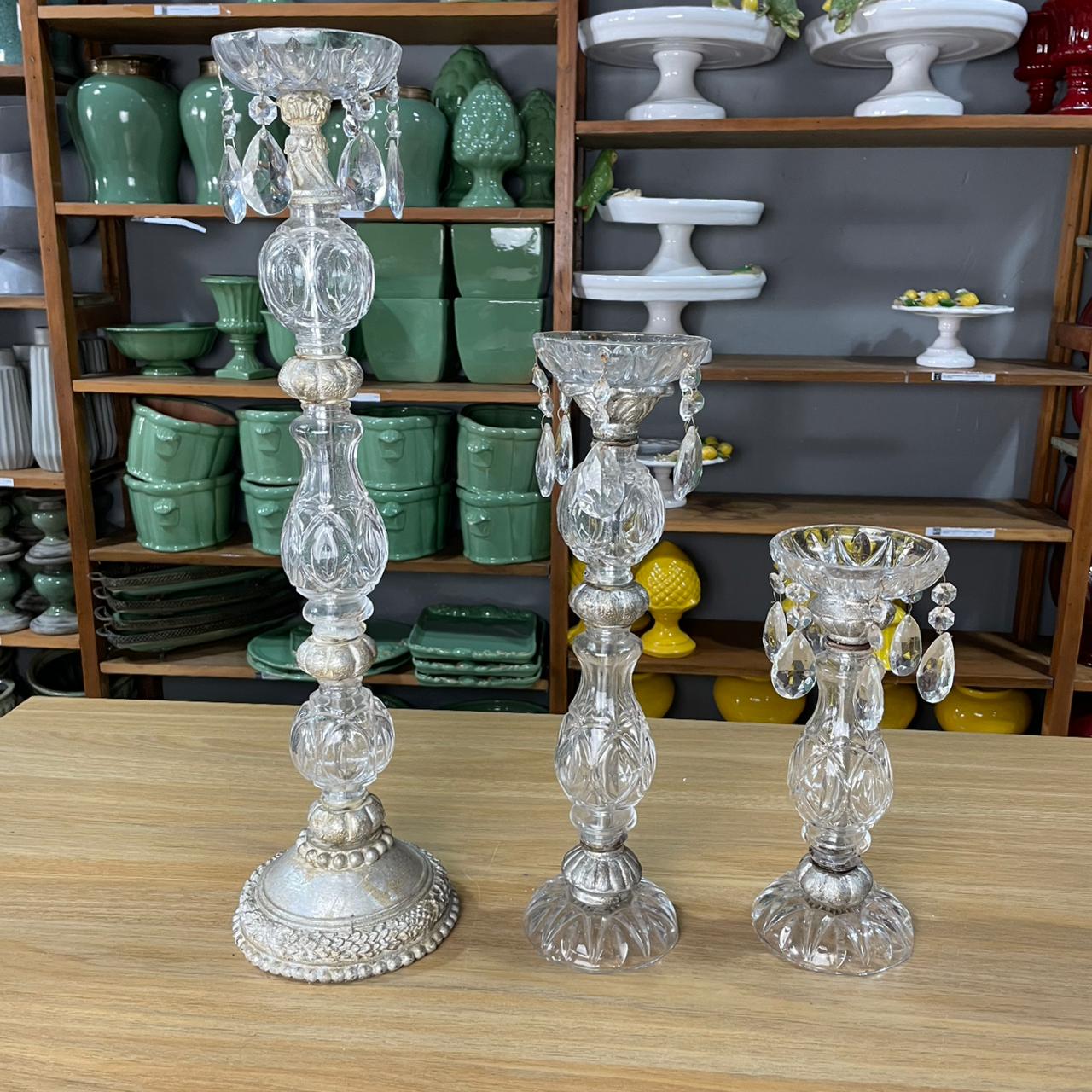 Castiçal alto cristais