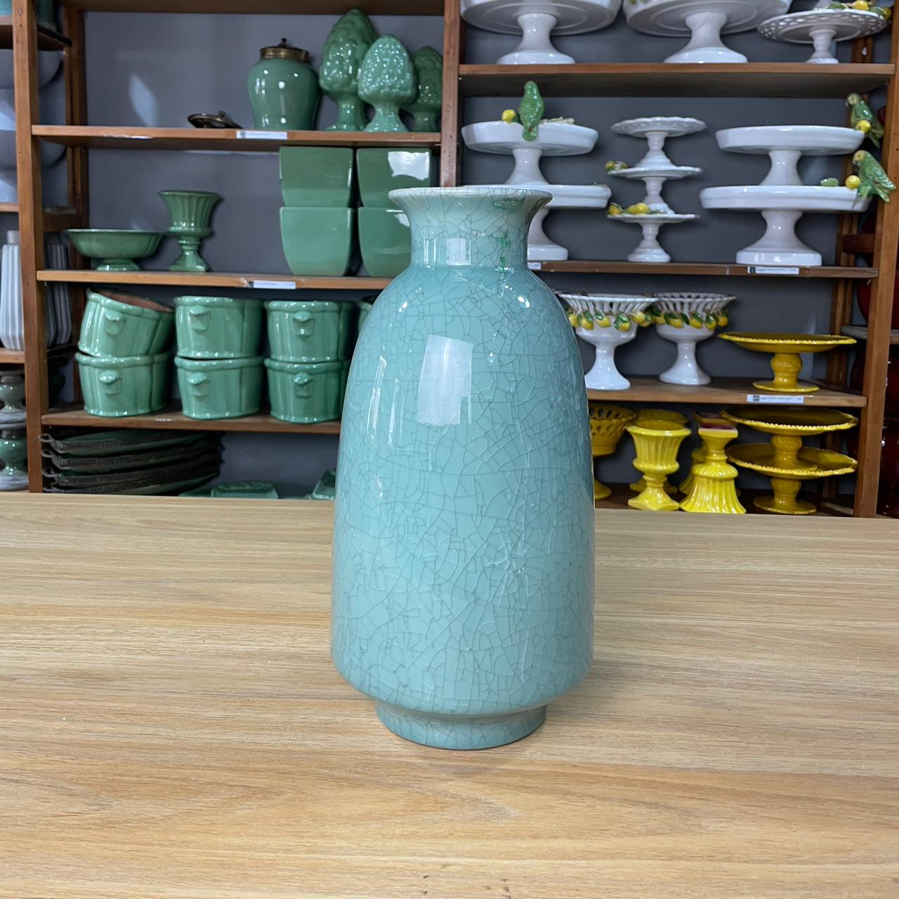 Vaso verde cerâmica 36 cm