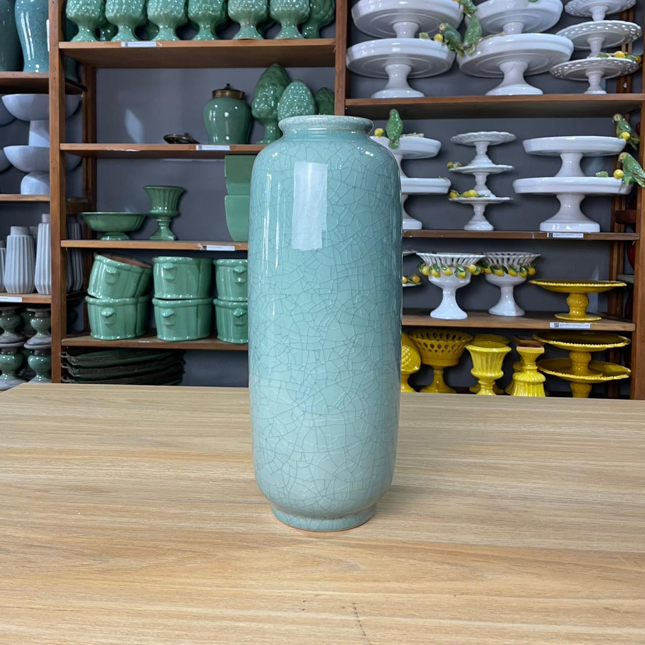 Vaso verde cerâmica 41 cm