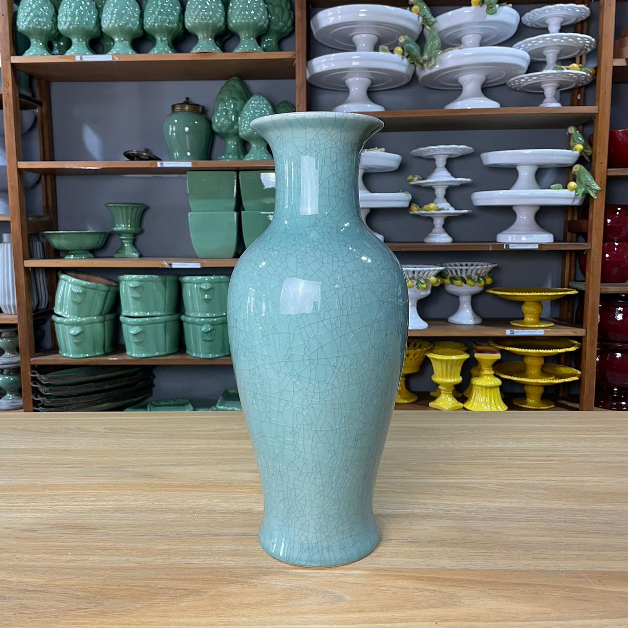 Vaso verde cerâmica 46 cm