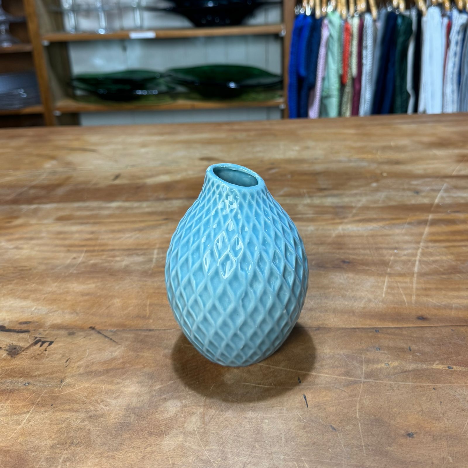 Mini vaso ceramica azul  trama aberta