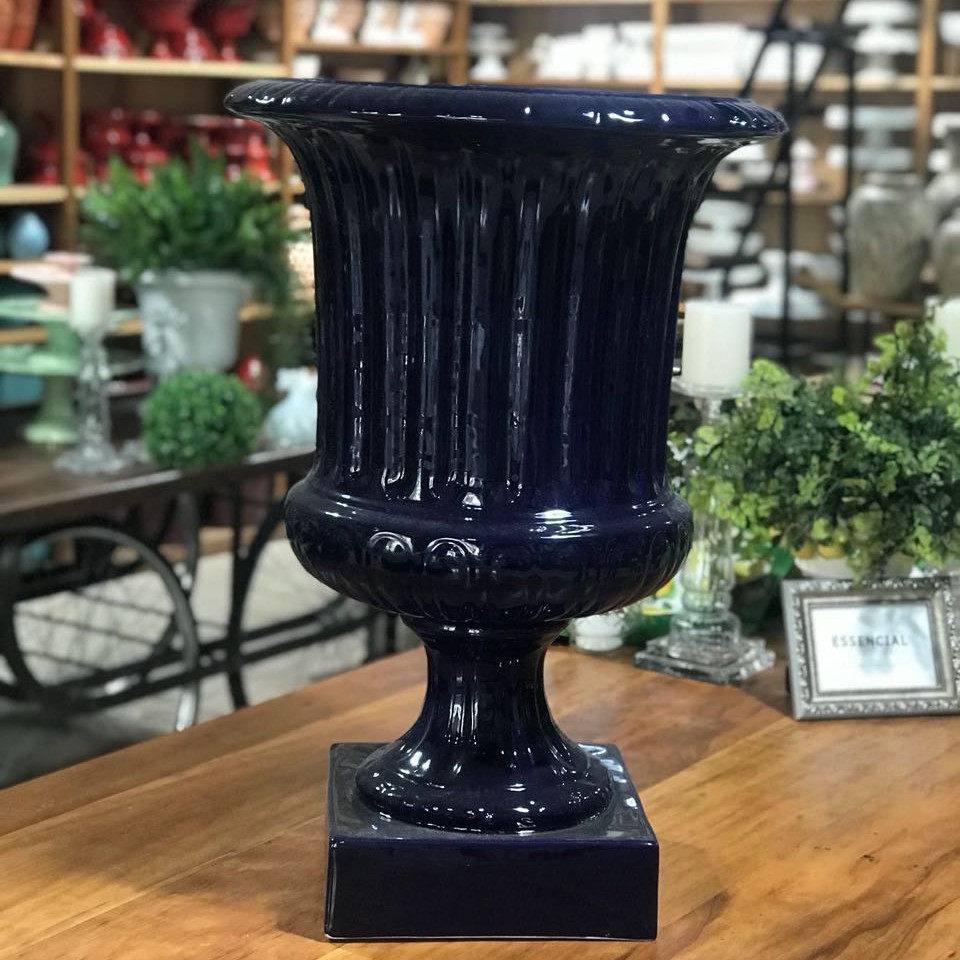 Ânfora ceramica azul 70cm