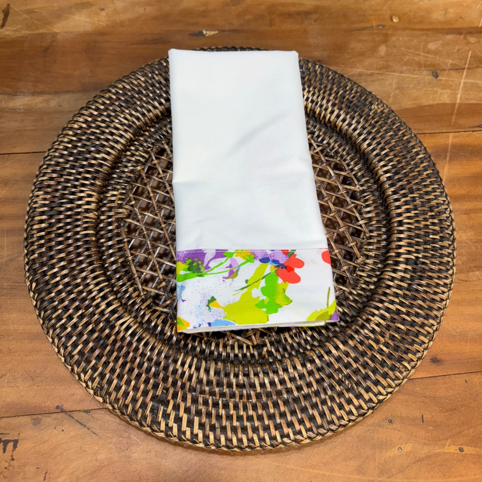 Guardanapo Percal com Barra Flores