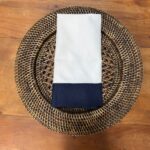 Guardanapo Percal Branco com Barra Azul