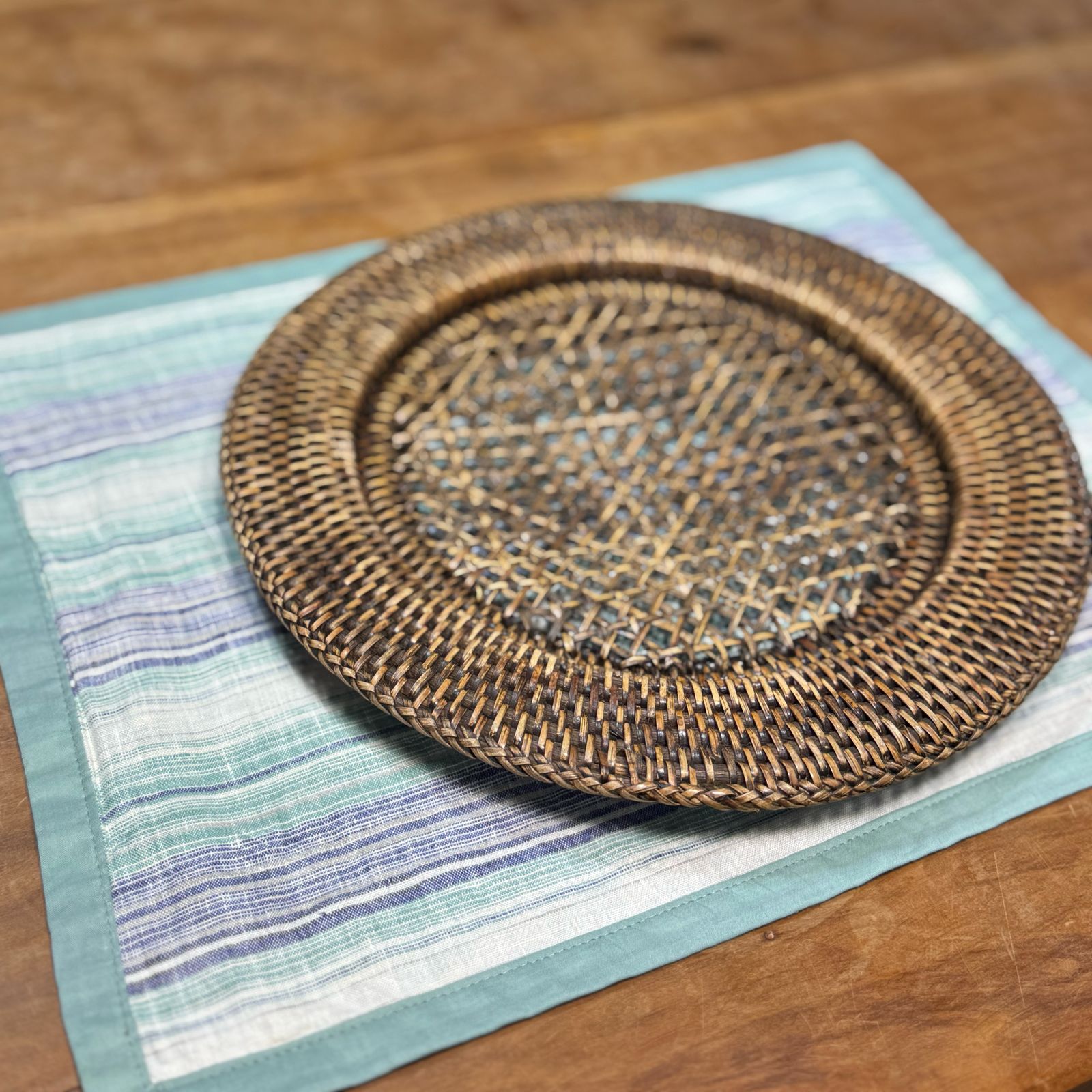 Jogo americano linho verde e bege