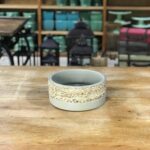 Cachepot cerâmica bege c/ fibra