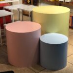 Mesa cilindro madeira azul candy