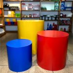 Mesa cilindro madeira vermelha