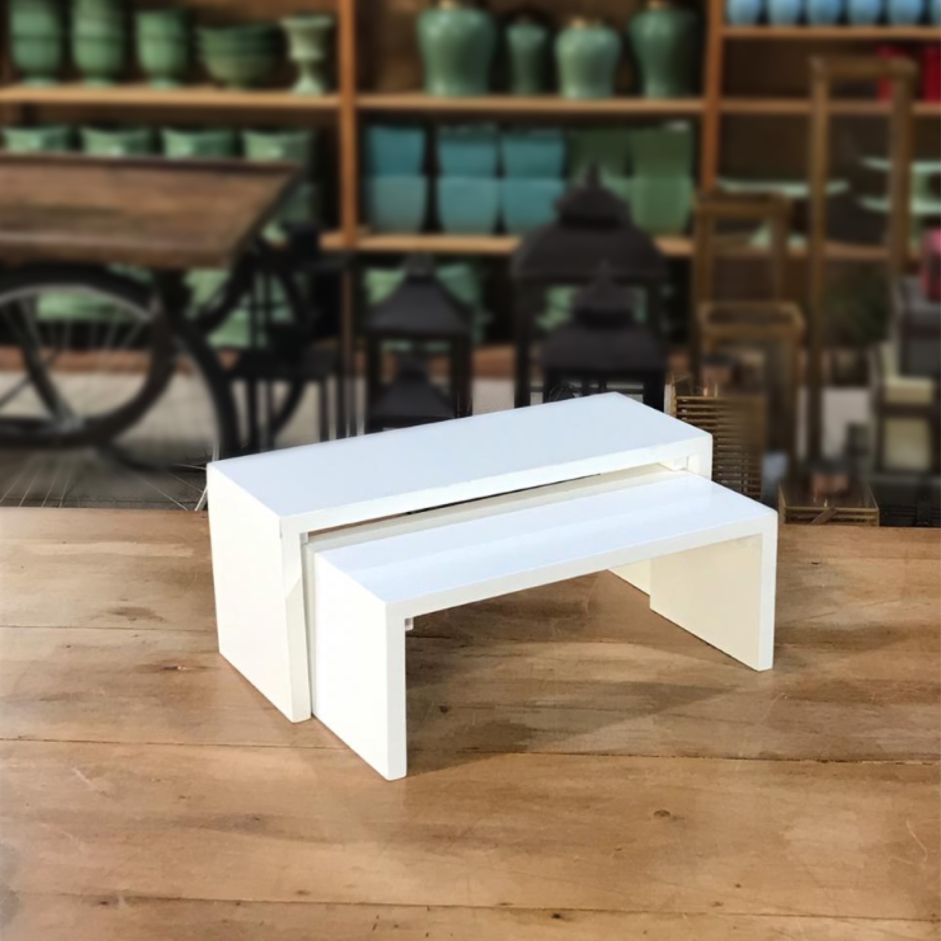 Mini mesa madeira retangular branca