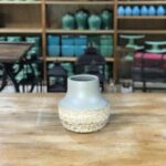 Vaso baixo cerâmica bege c/ fibra