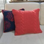 Almofada tricô laranja