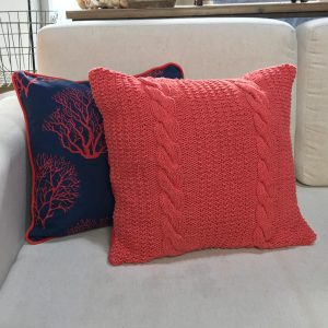 Almofada tricô laranja