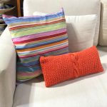 Almofada tricô laranja retangular