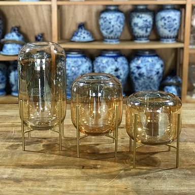 Vaso com suporte vidro champanhe