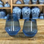 Vaso vidro azul cone