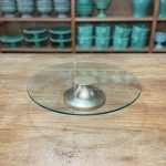 PRATO DE BOLO OURO E VIDRO